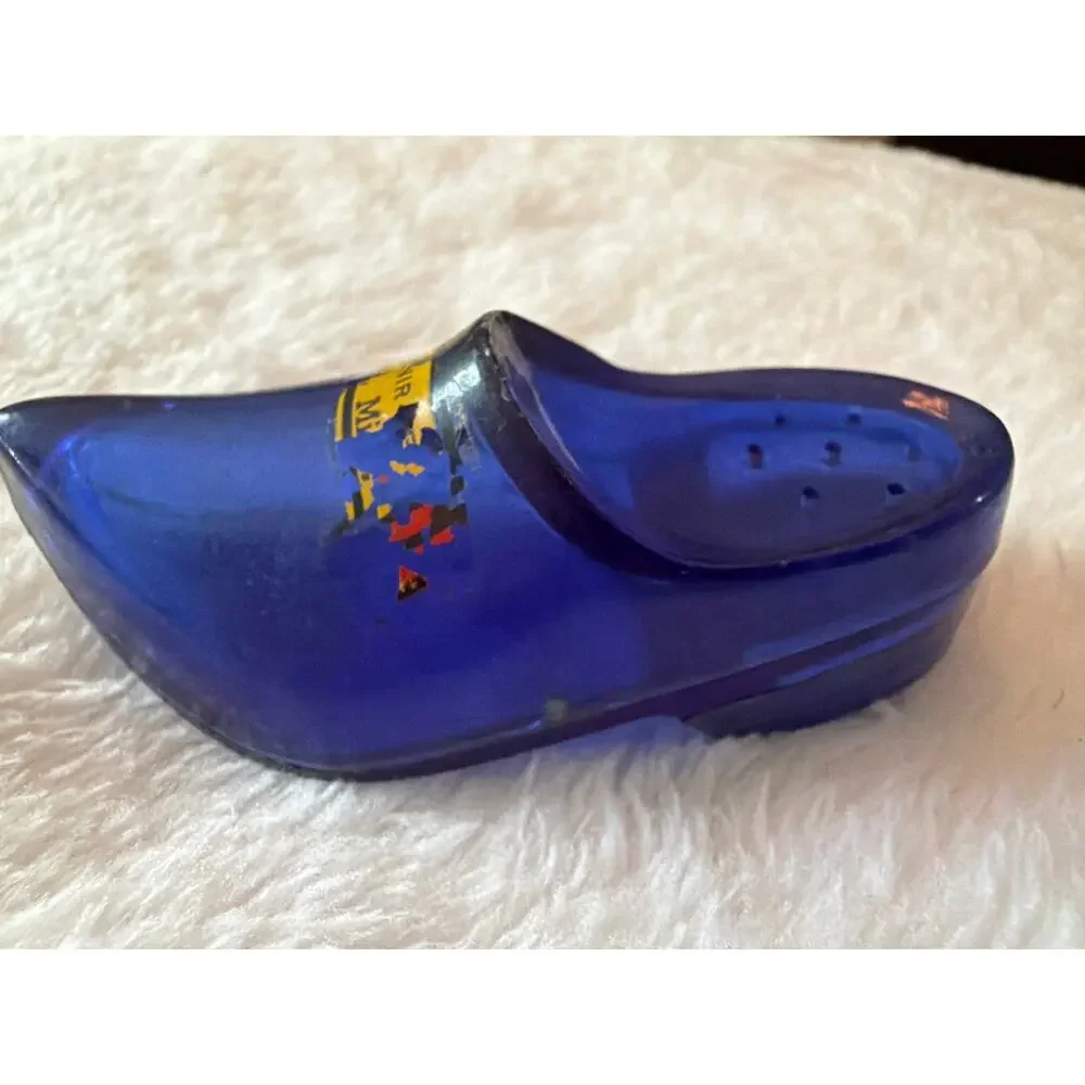 Vintage Cobalt Blue Shoe Souvenir Salt Shaker Holland Michigan Collectible